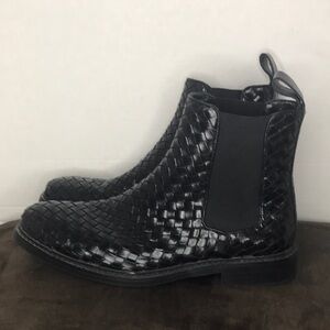 Black Woven Leather Chelsea Boots mens sz 10